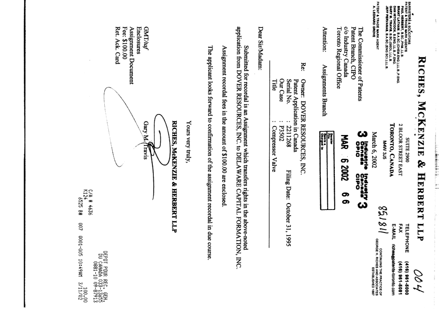 Document de brevet canadien 2211268. Cession 20020306. Image 1 de 5
