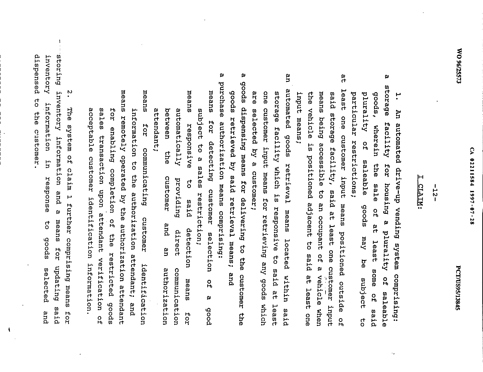 Document de brevet canadien 2211584. Revendications 19970728. Image 1 de 5