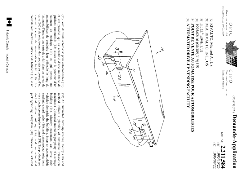 Document de brevet canadien 2211584. Page couverture 19971104. Image 1 de 2