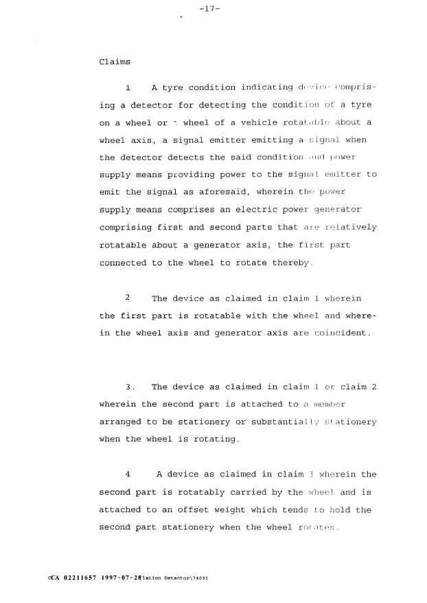 Document de brevet canadien 2211657. Revendications 19961228. Image 1 de 5