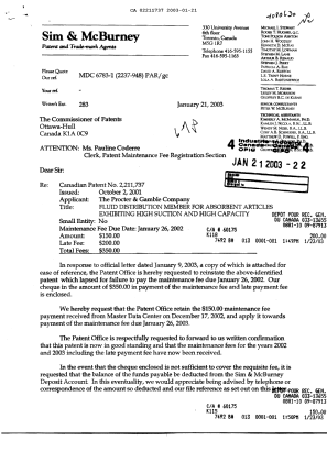 Document de brevet canadien 2211737. Taxes 20030121. Image 1 de 3