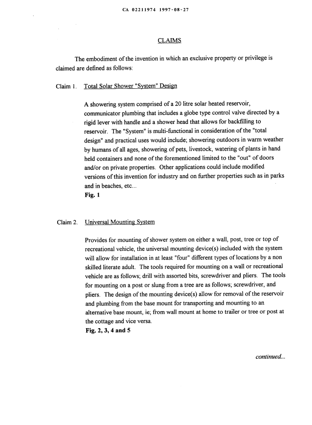 Document de brevet canadien 2211974. Revendications 19970827. Image 1 de 2