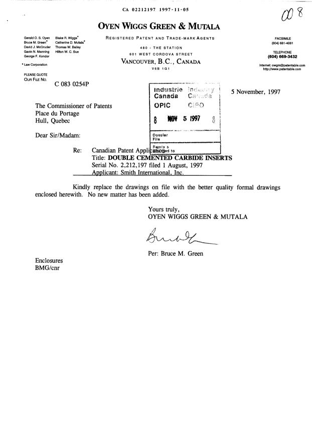 Document de brevet canadien 2212197. Poursuite-Amendment 19971105. Image 1 de 8