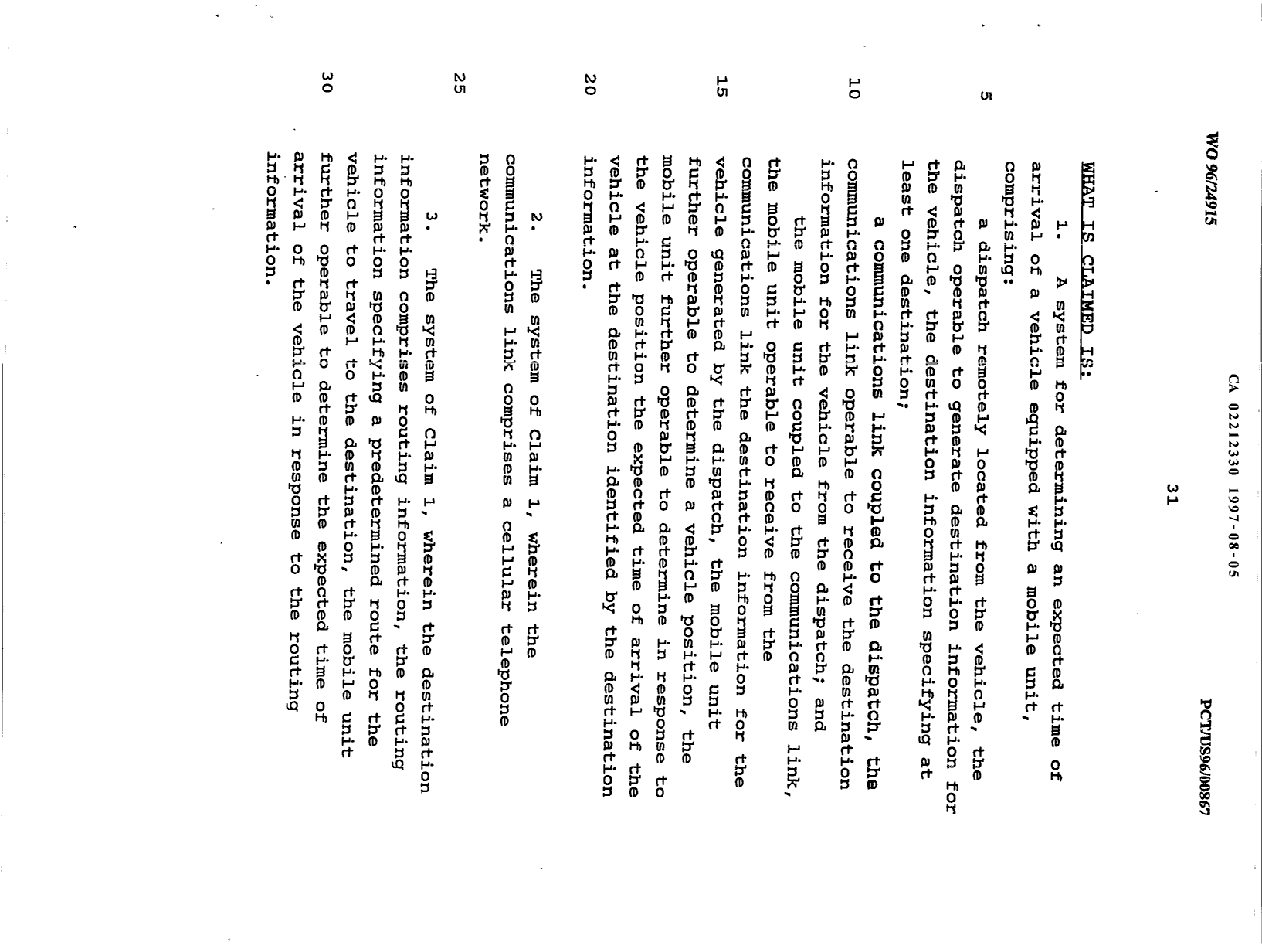 Document de brevet canadien 2212330. Revendications 19970805. Image 1 de 12