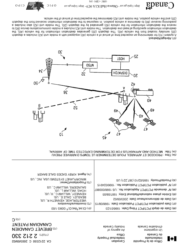 Canadian Patent Document 2212330. Cover Page 20030729. Image 1 of 1