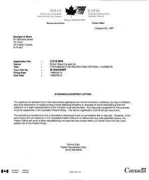 Canadian Patent Document 2212854. Correspondence 19971028. Image 1 of 1