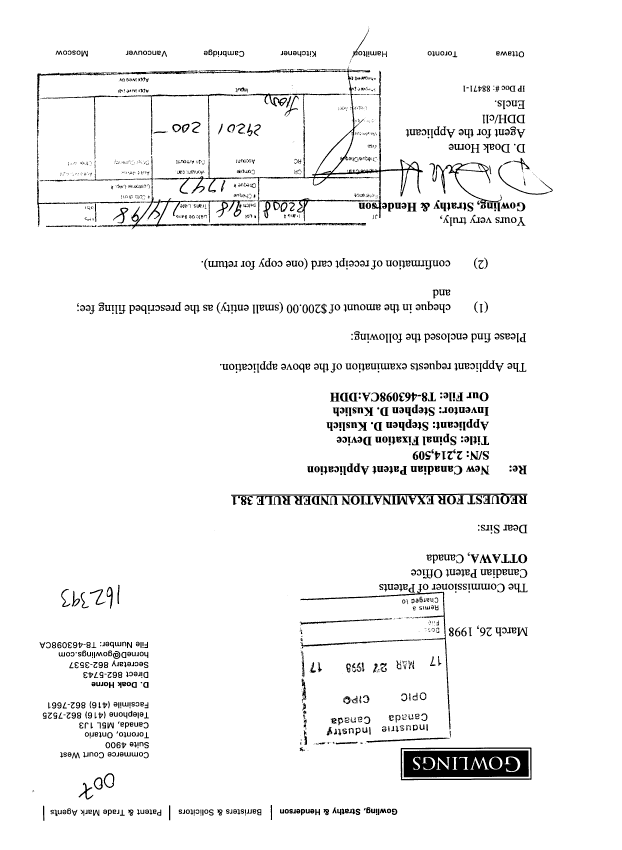 Canadian Patent Document 2214509. Prosecution-Amendment 19971227. Image 1 of 1