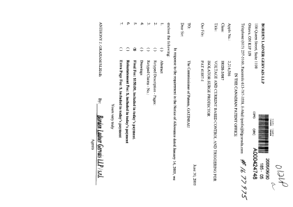 Canadian Patent Document 2214586. Correspondence 20050630. Image 1 of 1