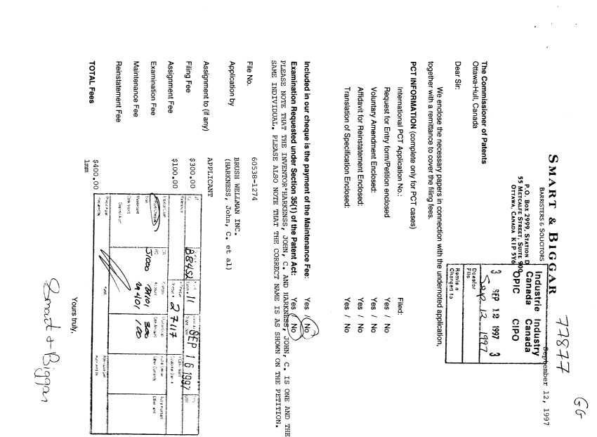 Document de brevet canadien 2215338. Cession 19970912. Image 1 de 6