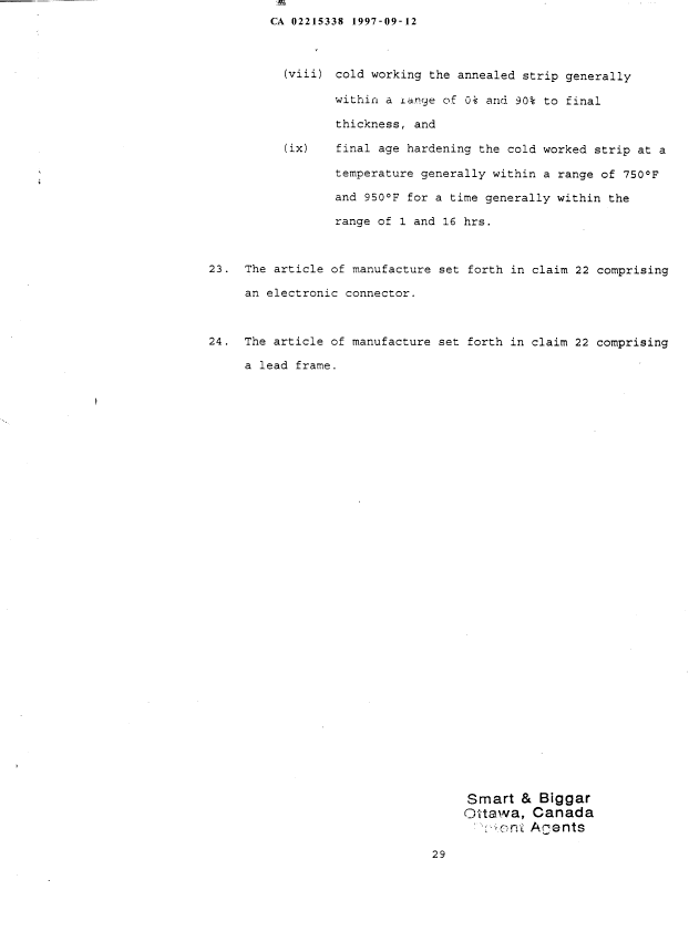 Document de brevet canadien 2215338. Revendications 19970912. Image 8 de 8