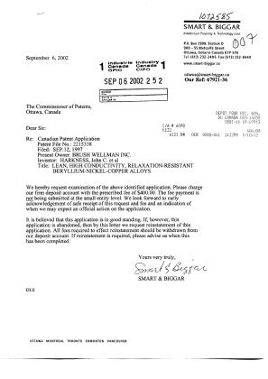 Document de brevet canadien 2215338. Poursuite-Amendment 20020906. Image 1 de 1