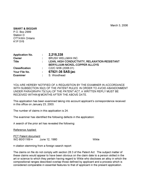 Document de brevet canadien 2215338. Poursuite-Amendment 20060303. Image 1 de 3
