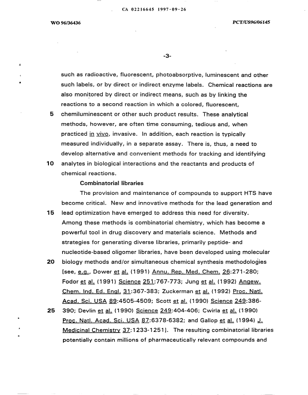Canadian Patent Document 2216645. Description 20010420. Image 3 of 193