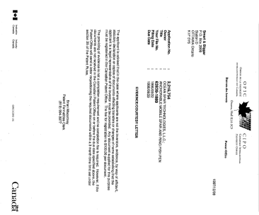 Canadian Patent Document 2216754. Correspondence 19971209. Image 1 of 1
