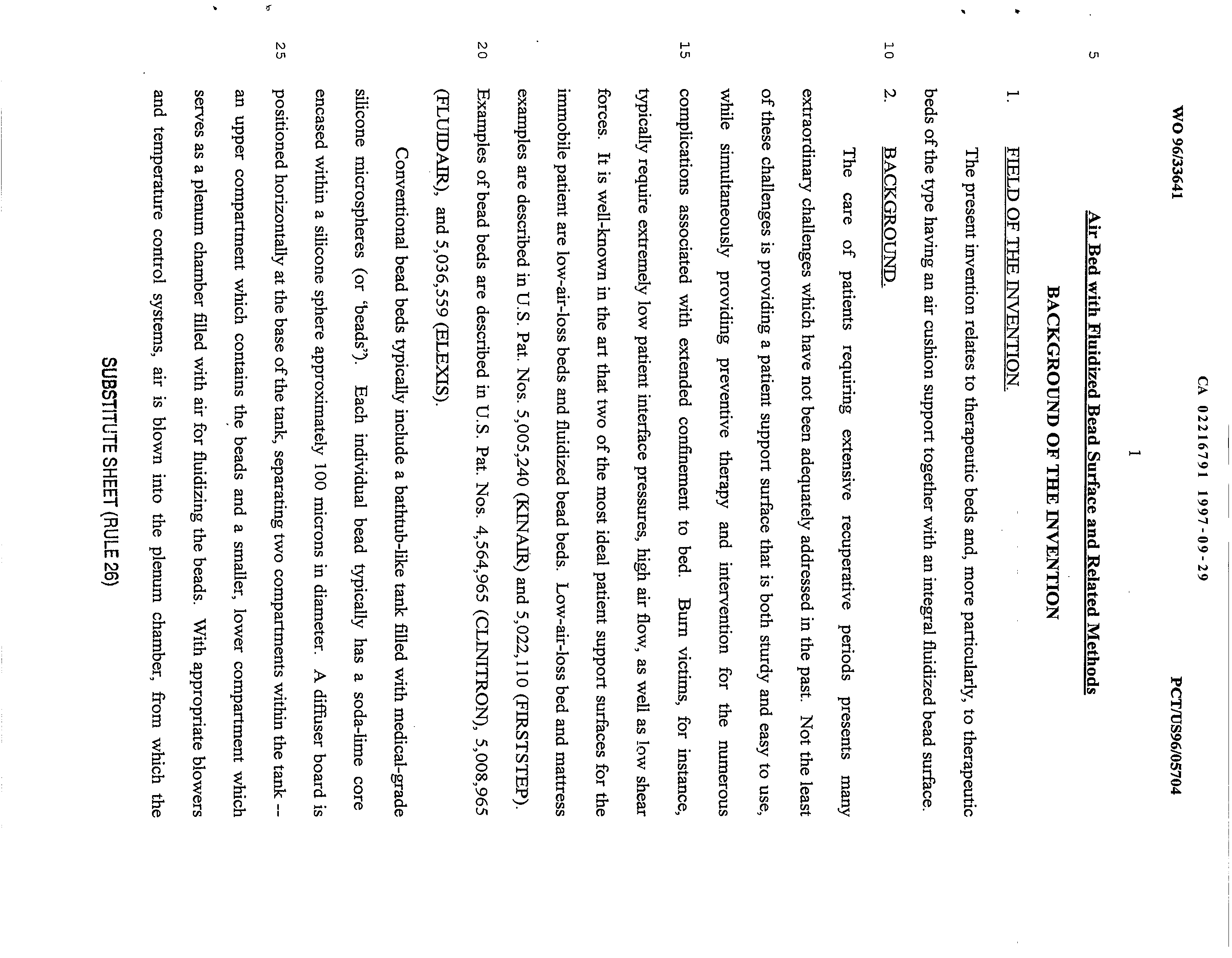 Canadian Patent Document 2216791. Description 19961229. Image 1 of 20