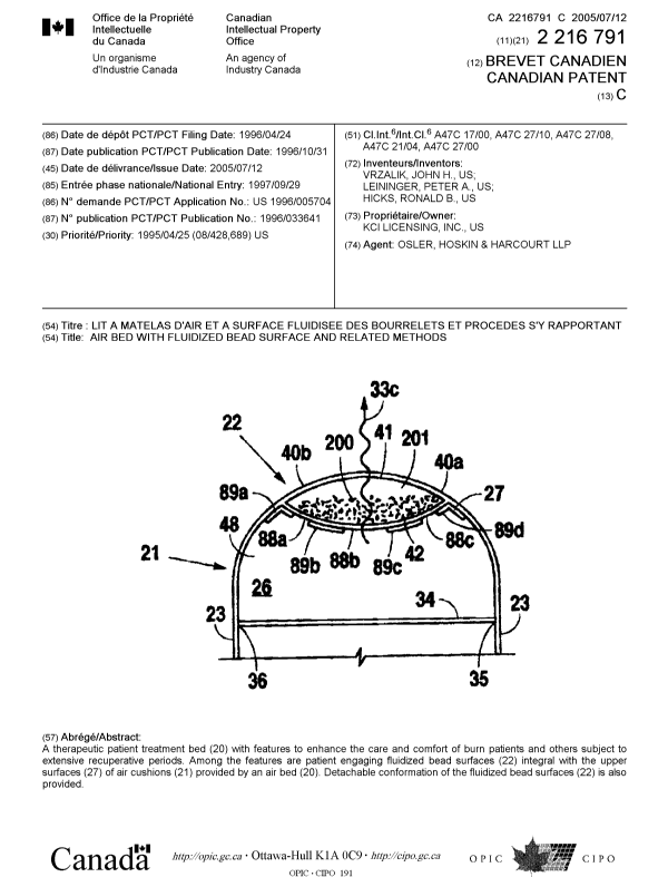 Document de brevet canadien 2216791. Page couverture 20041217. Image 1 de 1