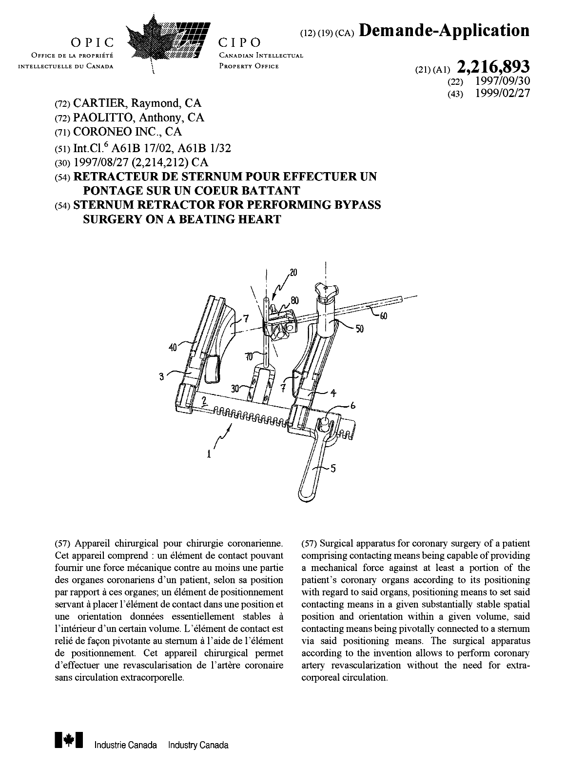 Document de brevet canadien 2216893. Page couverture 19990309. Image 1 de 1
