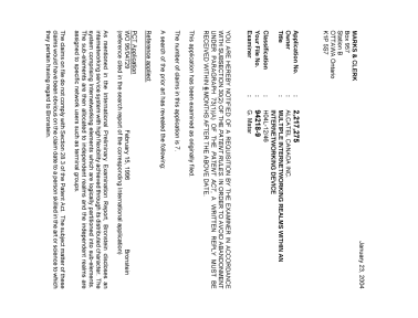 Canadian Patent Document 2217275. Prosecution-Amendment 20031223. Image 1 of 2