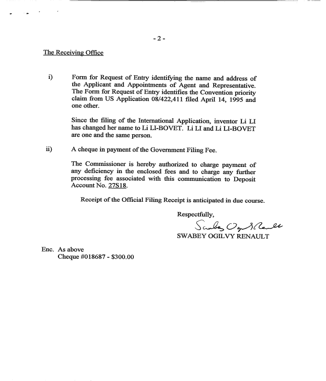 Document de brevet canadien 2217948. Cession 19971009. Image 2 de 6