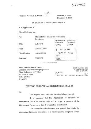 Canadian Patent Document 2217948. Prosecution-Amendment 20001204. Image 1 of 3