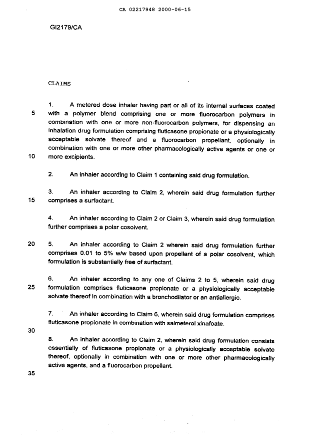 Document de brevet canadien 2217948. Revendications 20020110. Image 1 de 3