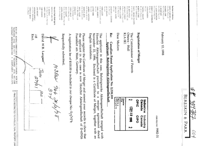 Canadian Patent Document 2218103. Assignment 19980212. Image 1 of 4