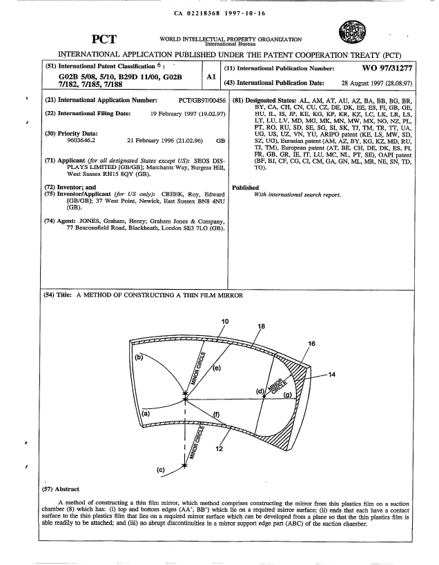 Document de brevet canadien 2218368. Abrégé 19980821. Image 1 de 1