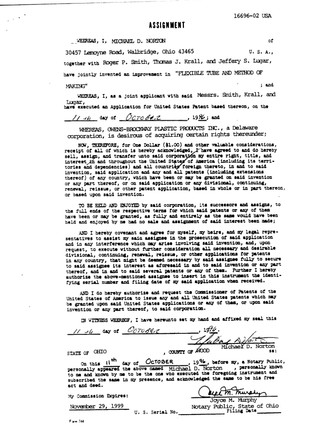 Document de brevet canadien 2218510. Cession 19971016. Image 7 de 7