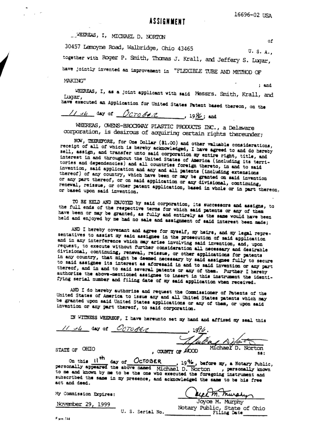 Document de brevet canadien 2218510. Cession 19971215. Image 6 de 6