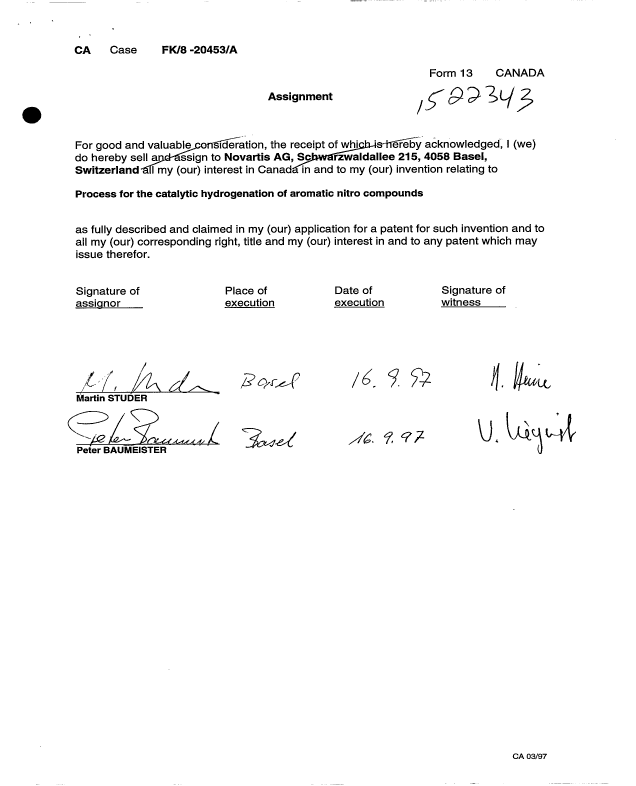 Document de brevet canadien 2219655. Cession 19971028. Image 5 de 5