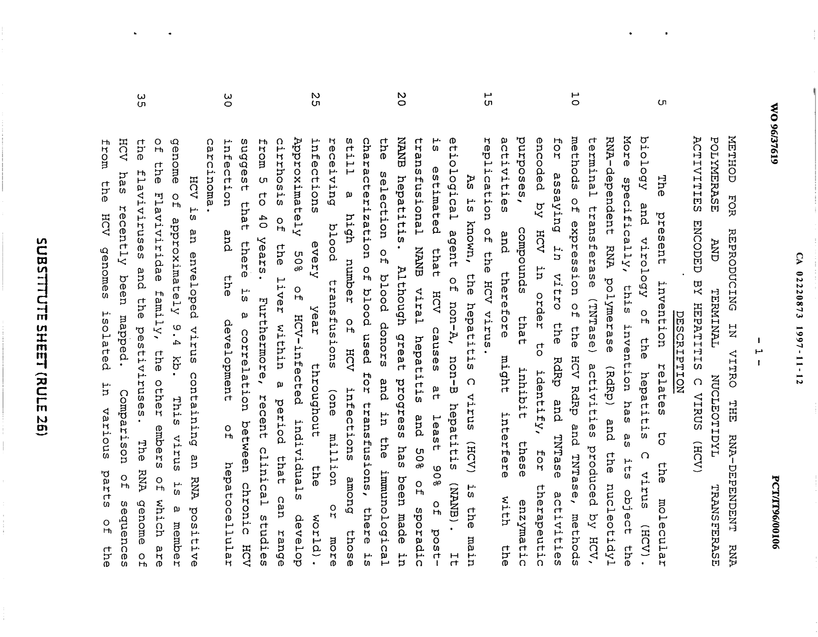 Canadian Patent Document 2220873. Description 19991015. Image 1 of 41