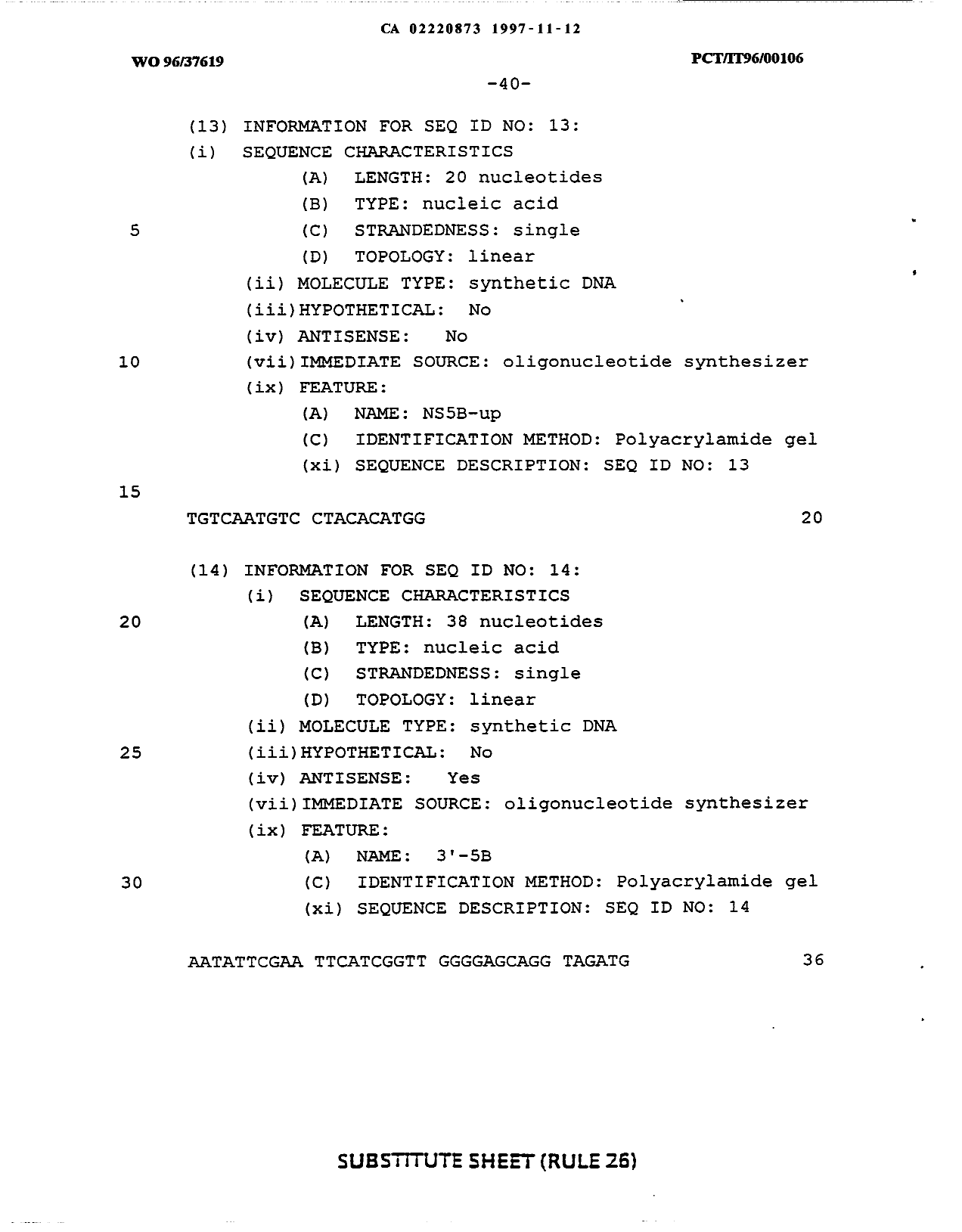 Canadian Patent Document 2220873. Description 20000802. Image 41 of 41