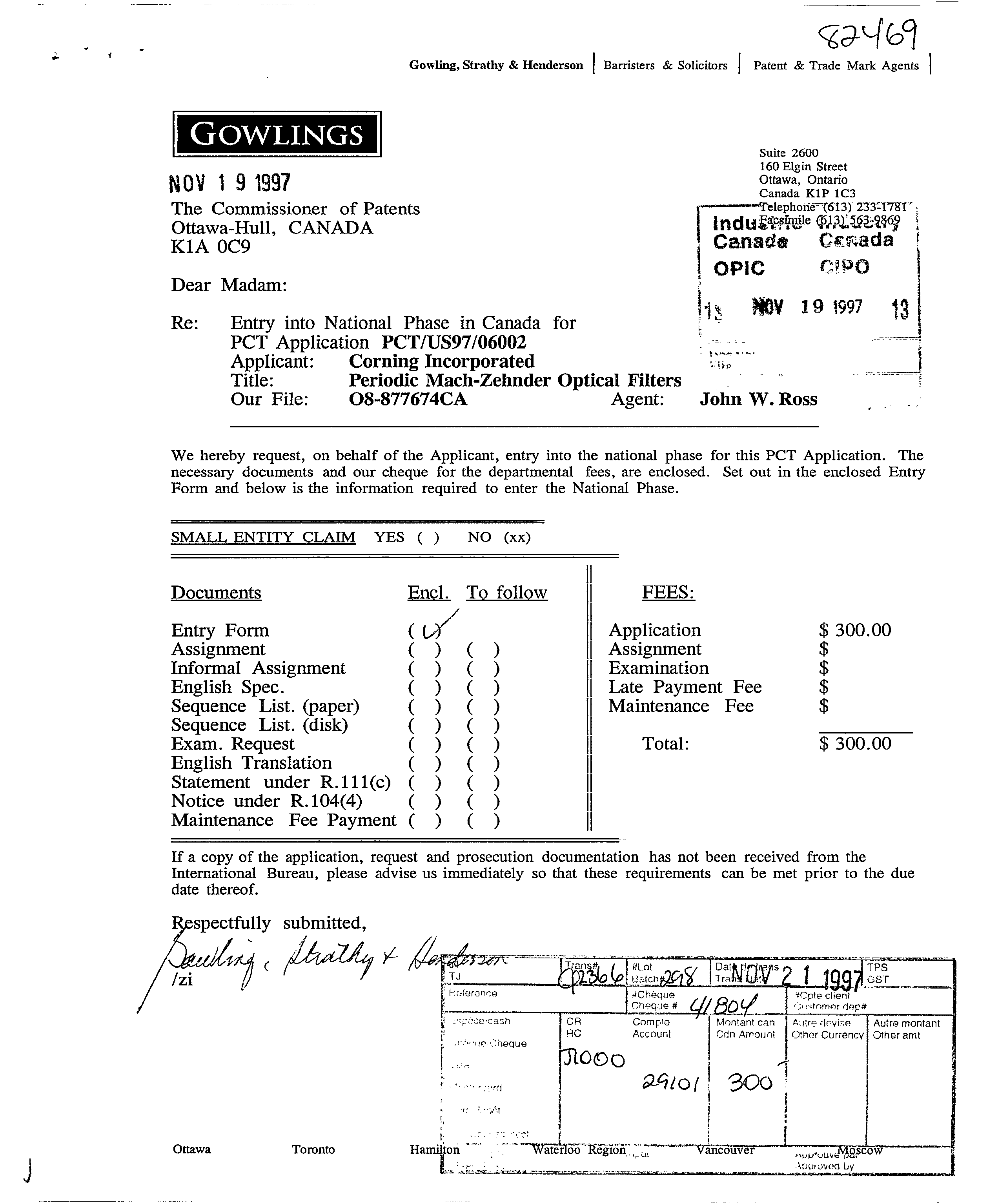 Canadian Patent Document 2221631. Assignment 19971119. Image 1 of 3