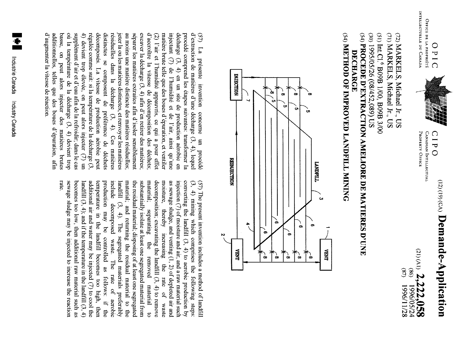 Document de brevet canadien 2222058. Page couverture 19980318. Image 1 de 1