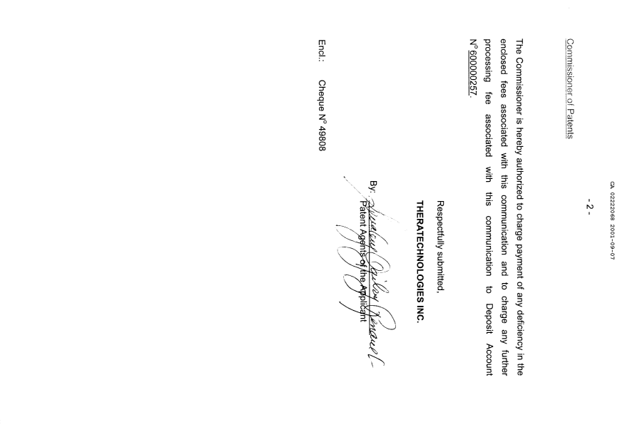 Canadian Patent Document 2222068. Prosecution-Amendment 20010907. Image 2 of 2
