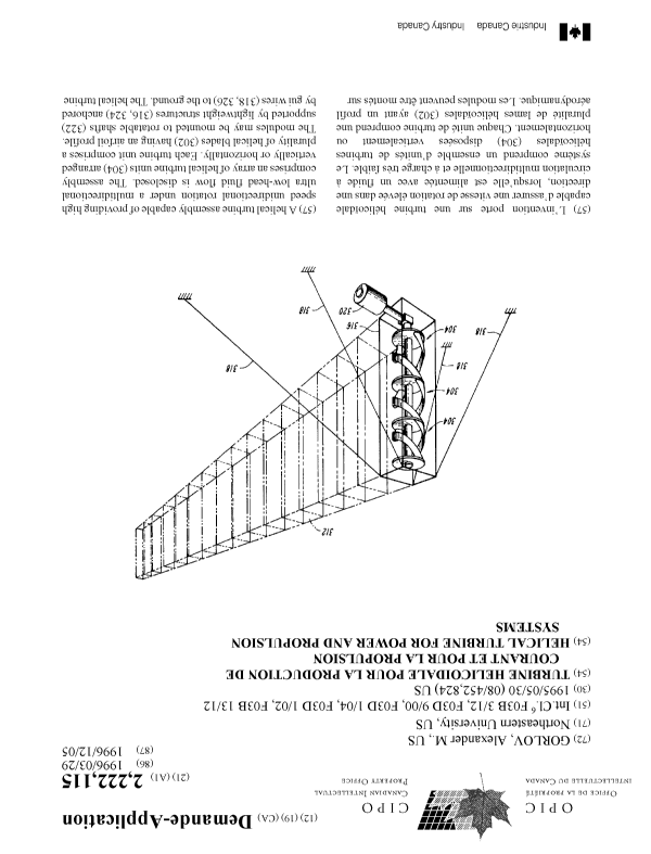 Document de brevet canadien 2222115. Page couverture 20001214. Image 1 de 2
