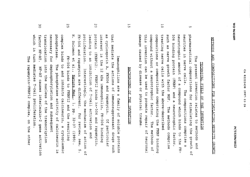 Document de brevet canadien 2222430. Description 19971126. Image 1 de 32