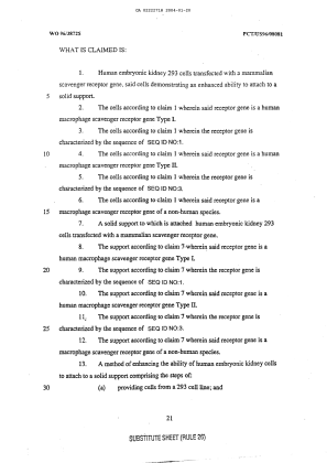 Document de brevet canadien 2222718. Revendications 20040120. Image 1 de 2