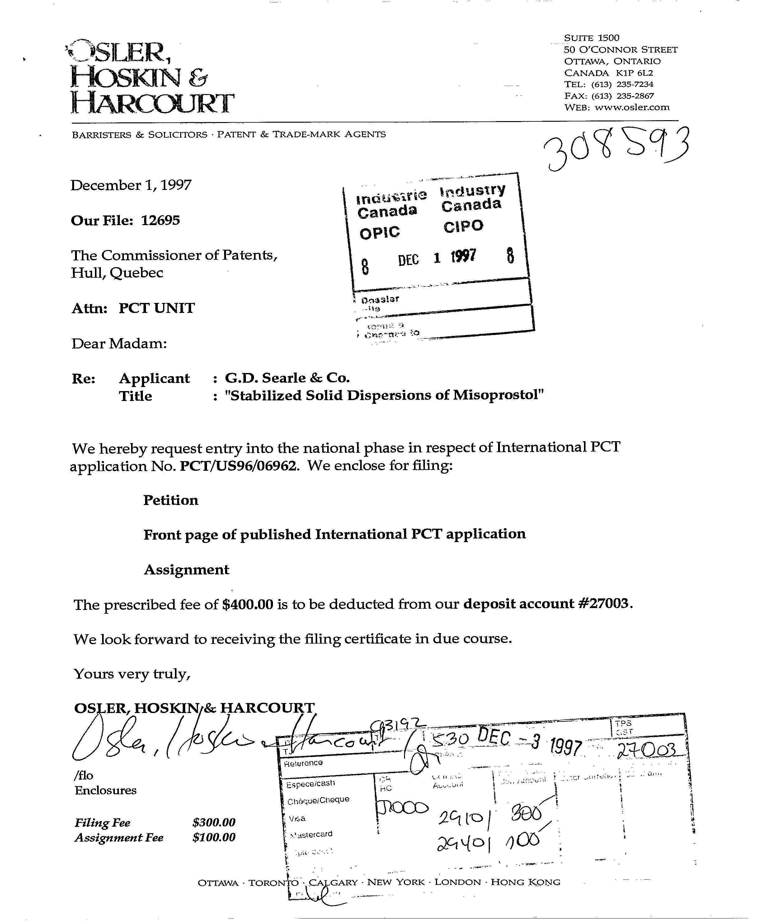 Canadian Patent Document 2222811. Assignment 19971201. Image 1 of 4