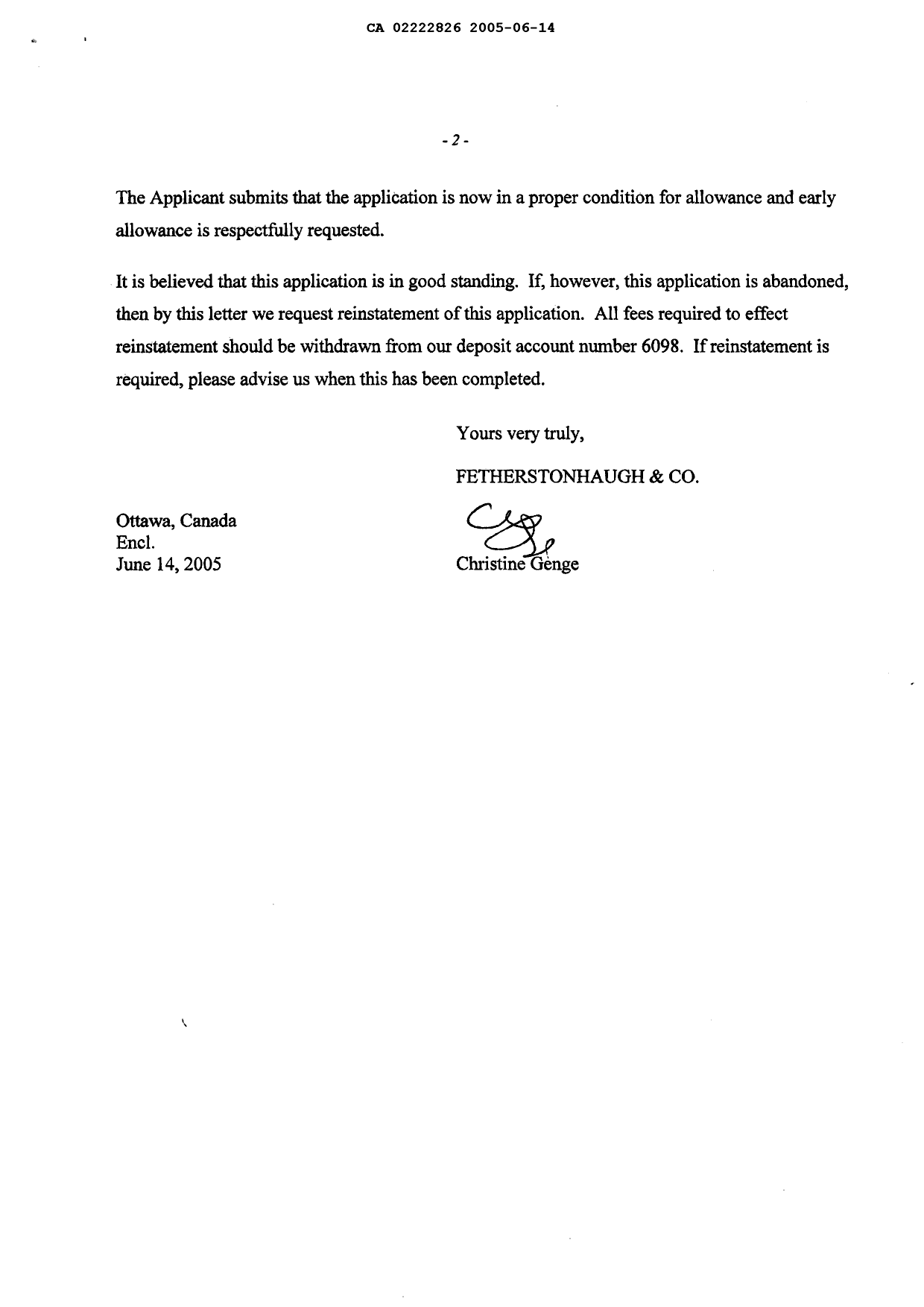 Canadian Patent Document 2222826. Prosecution-Amendment 20050614. Image 2 of 7