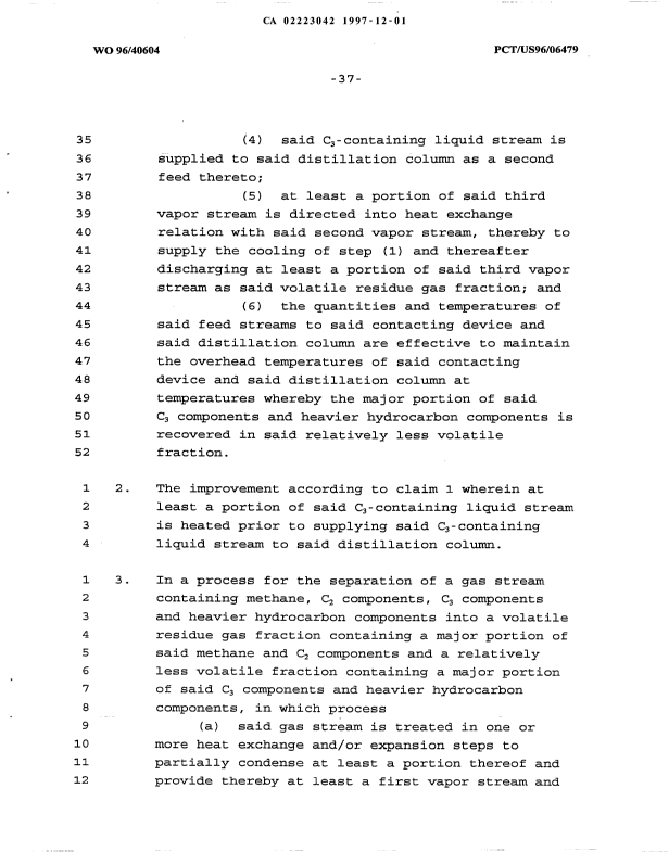 Document de brevet canadien 2223042. Revendications 19971201. Image 2 de 12