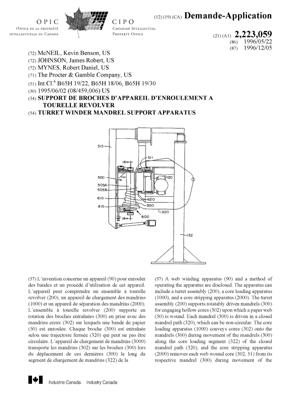 Document de brevet canadien 2223059. Page couverture 19980318. Image 1 de 2