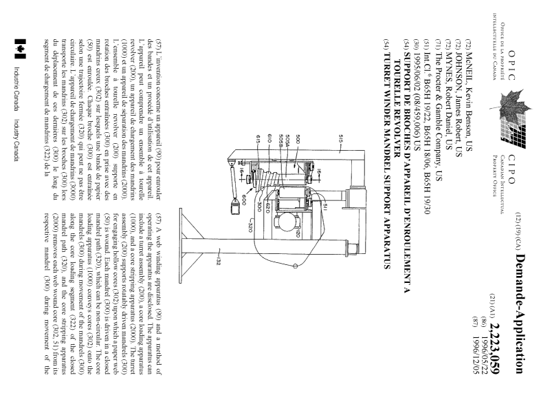 Canadian Patent Document 2223059. Cover Page 19980318. Image 1 of 2
