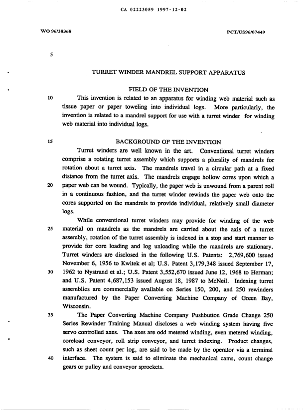 Canadian Patent Document 2223059. Description 20001124. Image 1 of 54