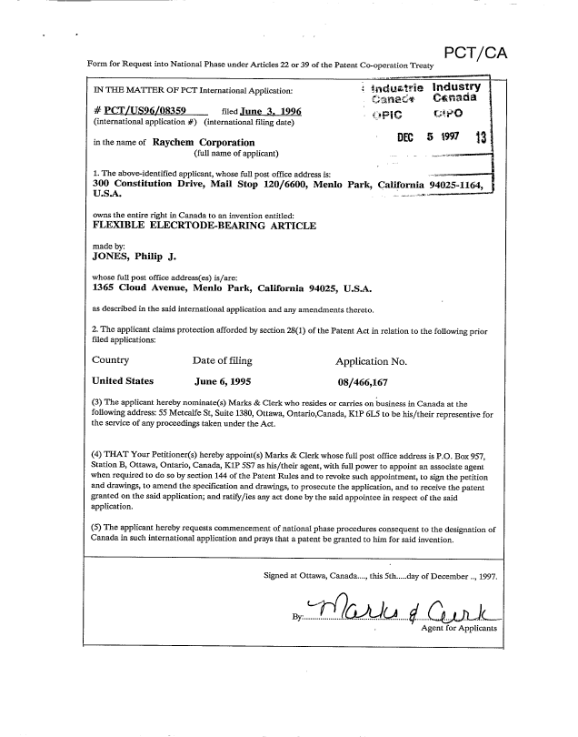 Document de brevet canadien 2223831. Cession 19971205. Image 2 de 2