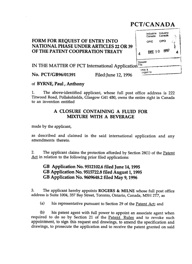 Document de brevet canadien 2224360. Cession 19971210. Image 2 de 3