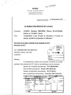Document de brevet canadien 2224409. Cession 19971230. Image 1 de 6