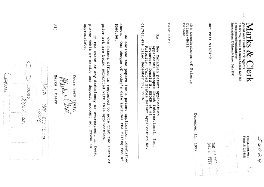 Document de brevet canadien 2224530. Poursuite-Amendment 19971211. Image 1 de 13