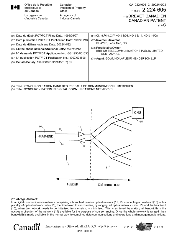 Document de brevet canadien 2224605. Page couverture 20020919. Image 1 de 1
