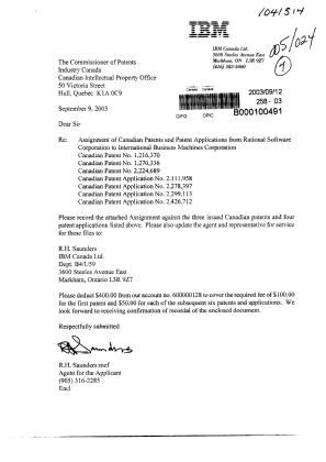 Document de brevet canadien 2224689. Correspondance 20030912. Image 1 de 1
